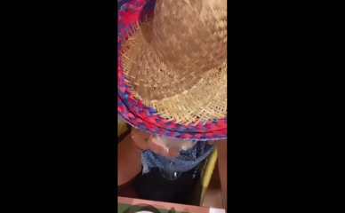 Emily Atack cleavage sombrero POV