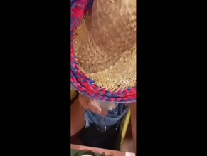 Emily Atack cleavage sombrero POV