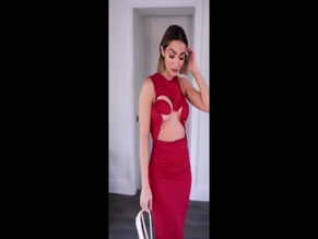 Frankie Bridge red dress boob slip