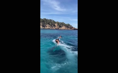 Carla Guetta Cohen topless skimboarding fail