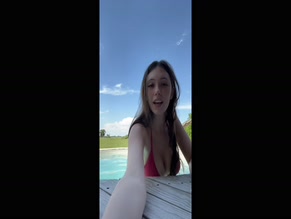 vstell hot cleavage tease  in red bikini