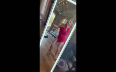 Britney Spears Red Dress Mirror Dance Thigh Flash