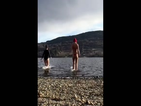 Danni Menzies bikini cold water swim