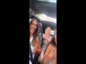 Maya Jama topless in car.
