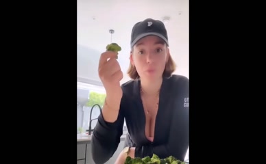 Allie Sherlock Eats Broccoli Cleavage Reveal
