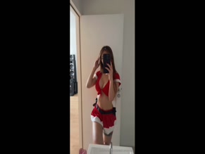 sweet.emmaaa Santa lingerie mirror selfie