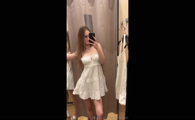 missameliaquinn sexy white dress shwoign her cleavage