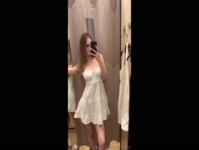 missameliaquinn sexy white dress shwoign her cleavage