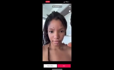 Halle Bailey topless photobomb