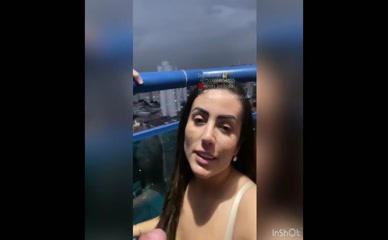 Dani Buenno Deepthroats Cock on Balcony