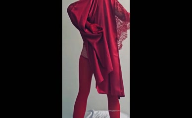 lekkertannie red lingerie fishnet thong butt reveal