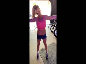 Britney Spears's sweaty workout and tongue action.