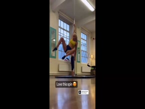 Charlotte Benn Pole Dancing Splits.