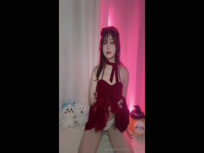 Hanaxmiku Red Dress Lingerie Tease