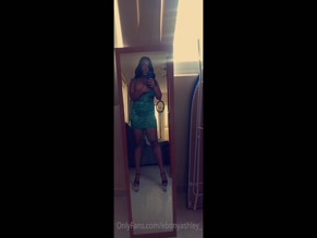 Ebonyashley_ Topless Mirror Selfie in Green Dress