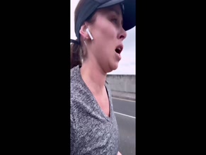 Una Healy sweaty cleavage run