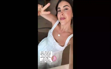 Daniella Monet cleavage slip dress