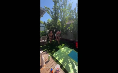 Bella Thorne backyard slip n slide tits out