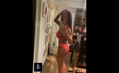 Linda Steele Orange Bikini Mirror Selfie
