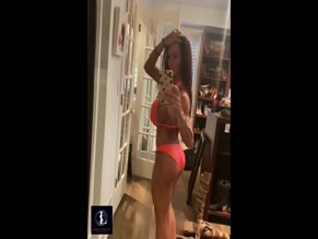 Linda Steele Orange Bikini Mirror Selfie
