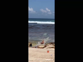 Katerina Firsa Topless Beach Dip