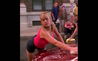 Megyn Price soapy car wash cleavage