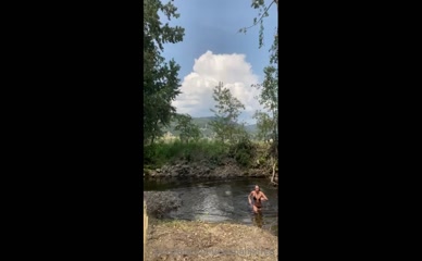 emmahixfree bikini river plunge.