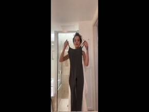 Rita Ora bra and jumpsuit try-on