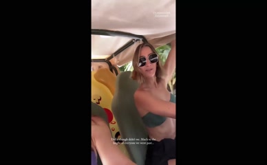 Frankie Bridge topless golf cart ride