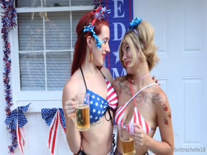 Britt Rachelle 4th of July Bikini Beer Boobs