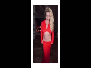 Britney Spears Red Dress Midriff Reveal