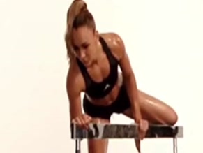 Jessica Ennis sweaty hurdle plank.