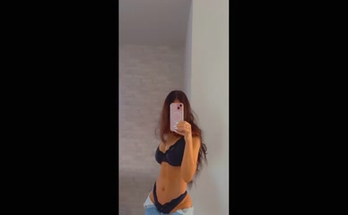 Sarah Abdallah lingerie tease in a mirror selfie