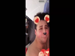 Logan Fabbro bare chest Snapchat filter.