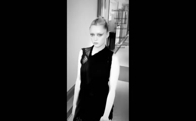 Maisie Williams Fashion Show Black Dress Stockings Heels