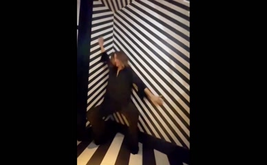 Frankie Bridge Stripping in Optical Illusion Room