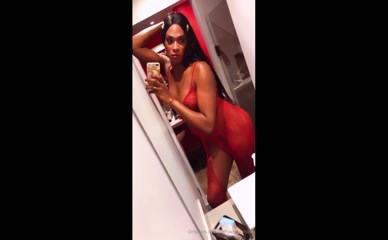 Cinthya Haykchaeli Sheer Red Lingerie Selfie.