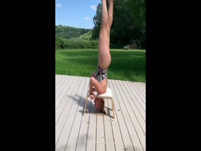 Chessie King headstand ass exposure
