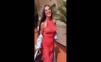 Demi Moore nipples slip through red dress