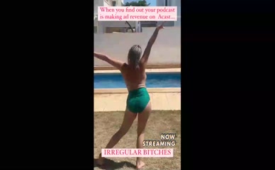 Sarah Cawood topless poolside dance