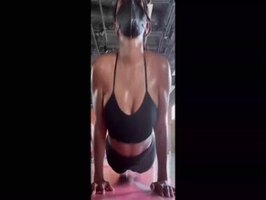 Halle Bailey yoga cameltoe nipslip