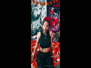 grungebaby666: Exposed chest and abdomen with simulated facial blood and horns