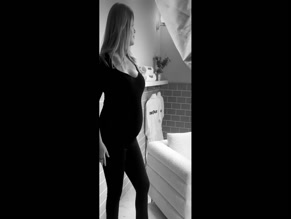 Emily Atack Pregnant Bodycon Black and White