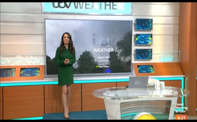 Laura Tobin legs in green dress