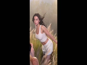 Charli XCX bra and panties behind the scenes