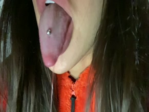 Bakhar Nabieva's Saliva-Dripping Tongue Piercing Display