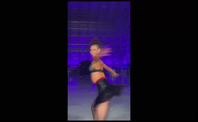 Vanessa Bauer ice skating in a revealing outfit