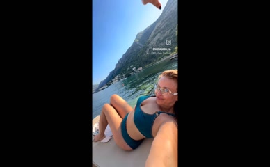 Nadia Sawalha Bikini Boat Sunbathing