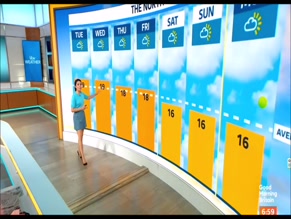 Laura Tobin's legs and skirt on ITV Weather