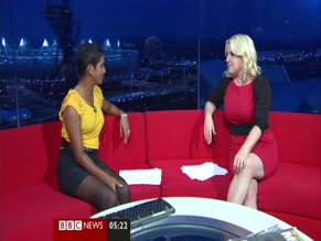Naga Munchetty BBC News Legs Stockings Skirt.